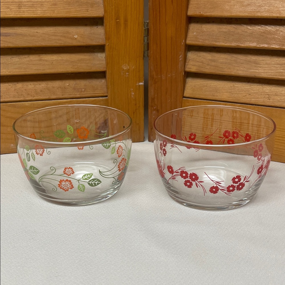 Vintage Floral Glass Bowls